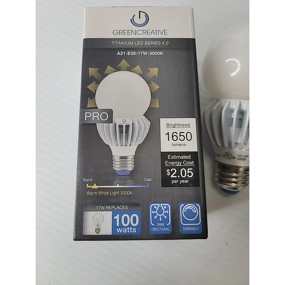 4 pk Green Creative Pro Titanium LED Series 4.0‎ 17W (100 Watt) Warm Light Bulbs